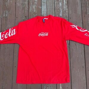 Vintage Coca-Cola Men's Red Long Sleeve Shirt